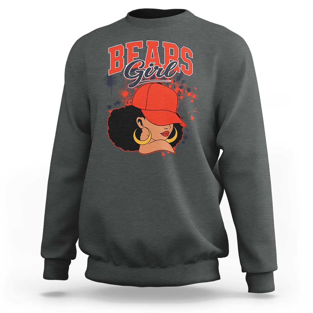 Bears Girl Sweatshirt Sports Fan Team Spirit Black Girls - Wonder Print Shop