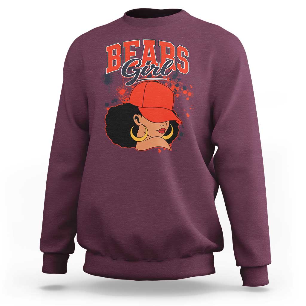 Bears Girl Sweatshirt Sports Fan Team Spirit Black Girls - Wonder Print Shop