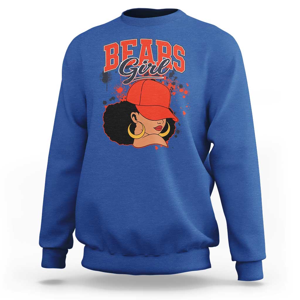 Bears Girl Sweatshirt Sports Fan Team Spirit Black Girls - Wonder Print Shop