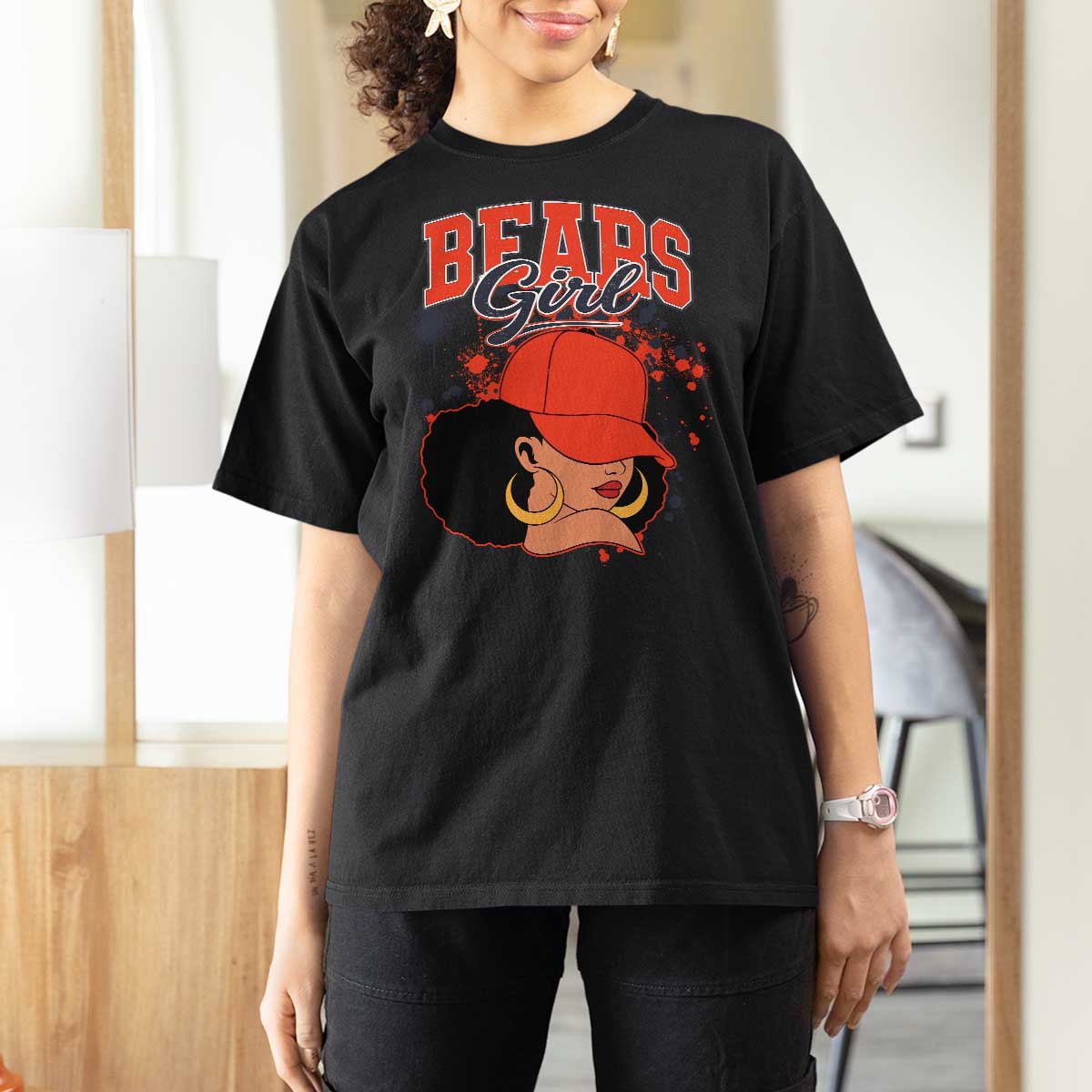 Bears Girl T Shirt For Women Sports Fan Team Spirit Black Girls - Wonder Print Shop