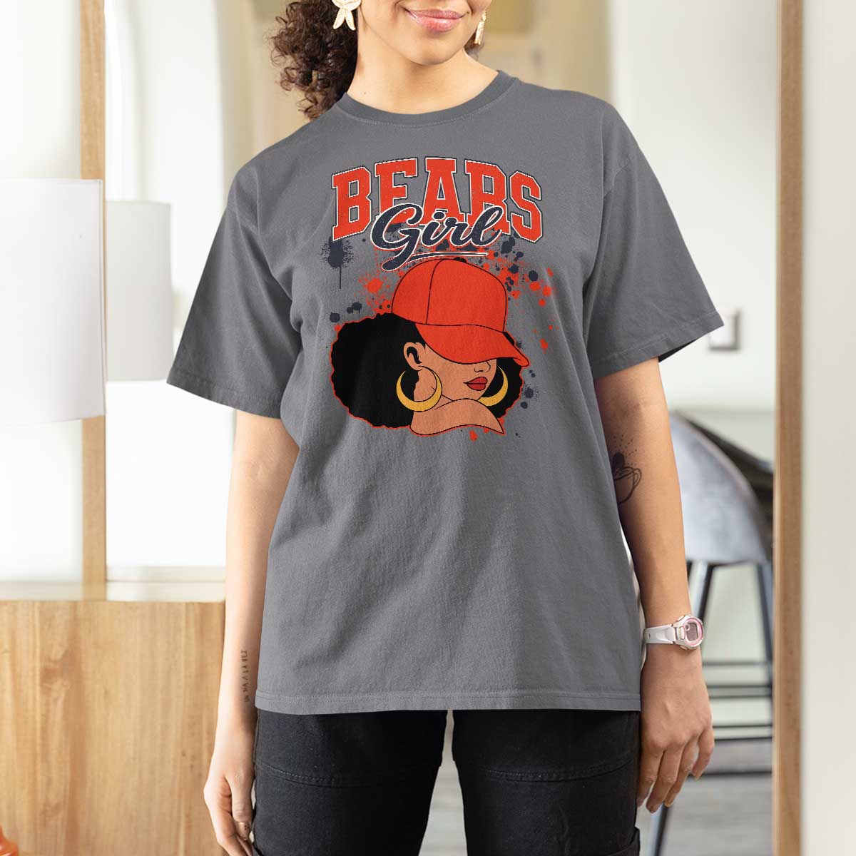 Bears Girl T Shirt For Women Sports Fan Team Spirit Black Girls - Wonder Print Shop