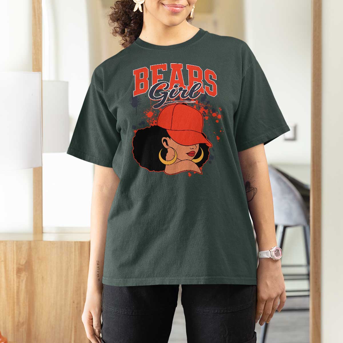 Bears Girl T Shirt For Women Sports Fan Team Spirit Black Girls - Wonder Print Shop