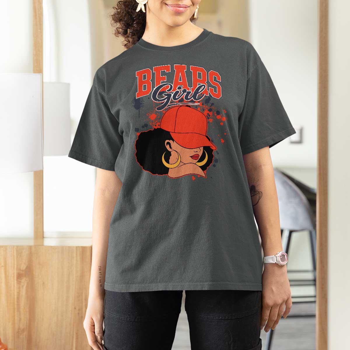 Bears Girl T Shirt For Women Sports Fan Team Spirit Black Girls - Wonder Print Shop