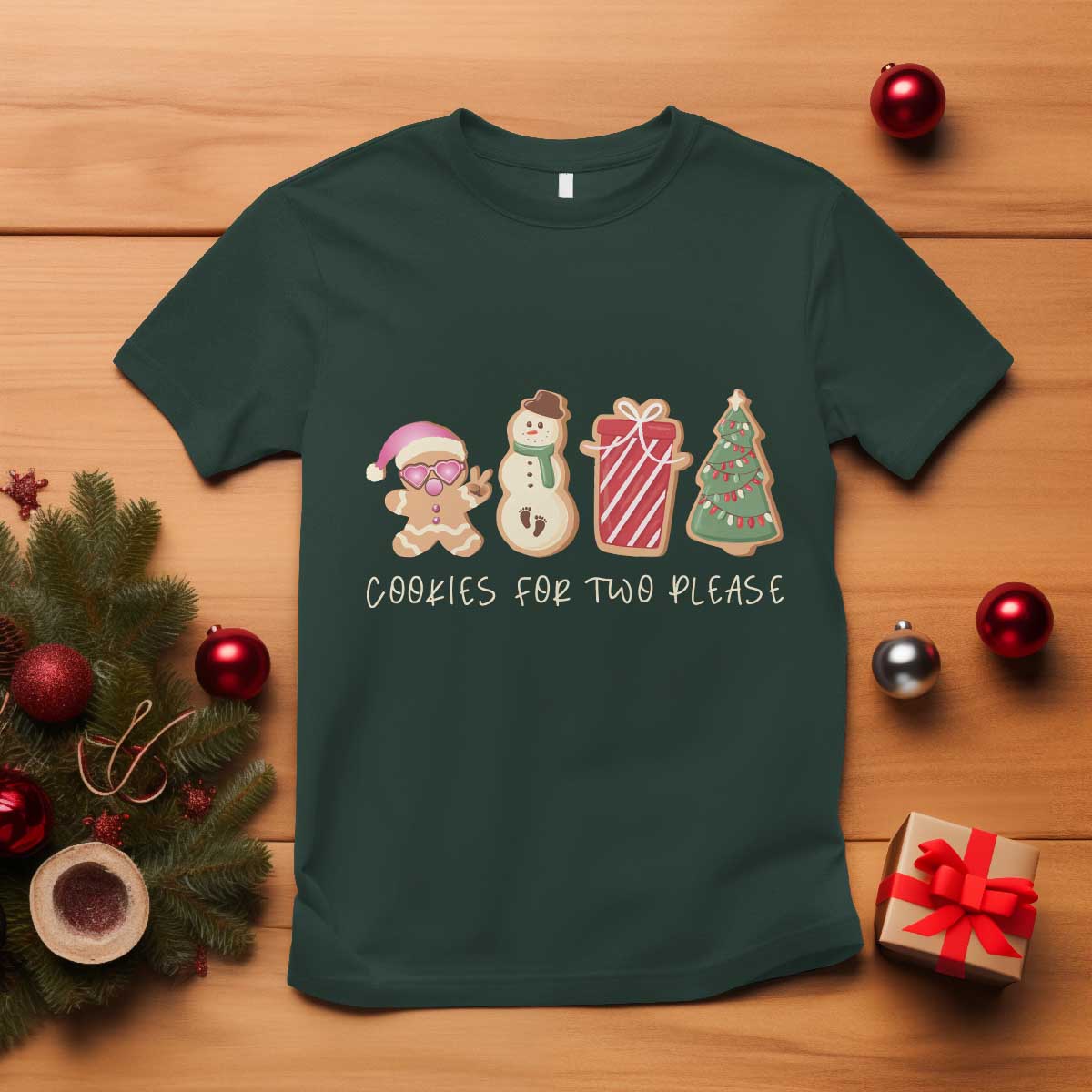 Christmas Pregnancy Announcement T Shirt Cookies For Two Please Xmas Maternity Gift - Wonder Print Shop