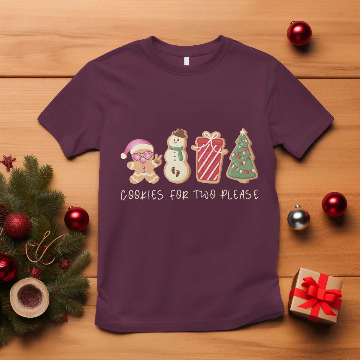 Christmas Pregnancy Announcement T Shirt Cookies For Two Please Xmas Maternity Gift - Wonder Print Shop