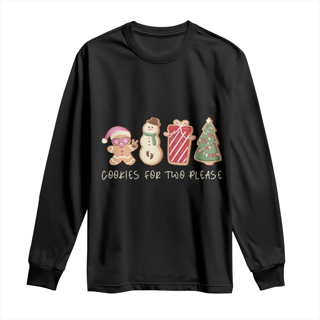 Christmas Pregnancy Announcement Long Sleeve Shirt Cookies For Two Please Xmas Maternity Gift