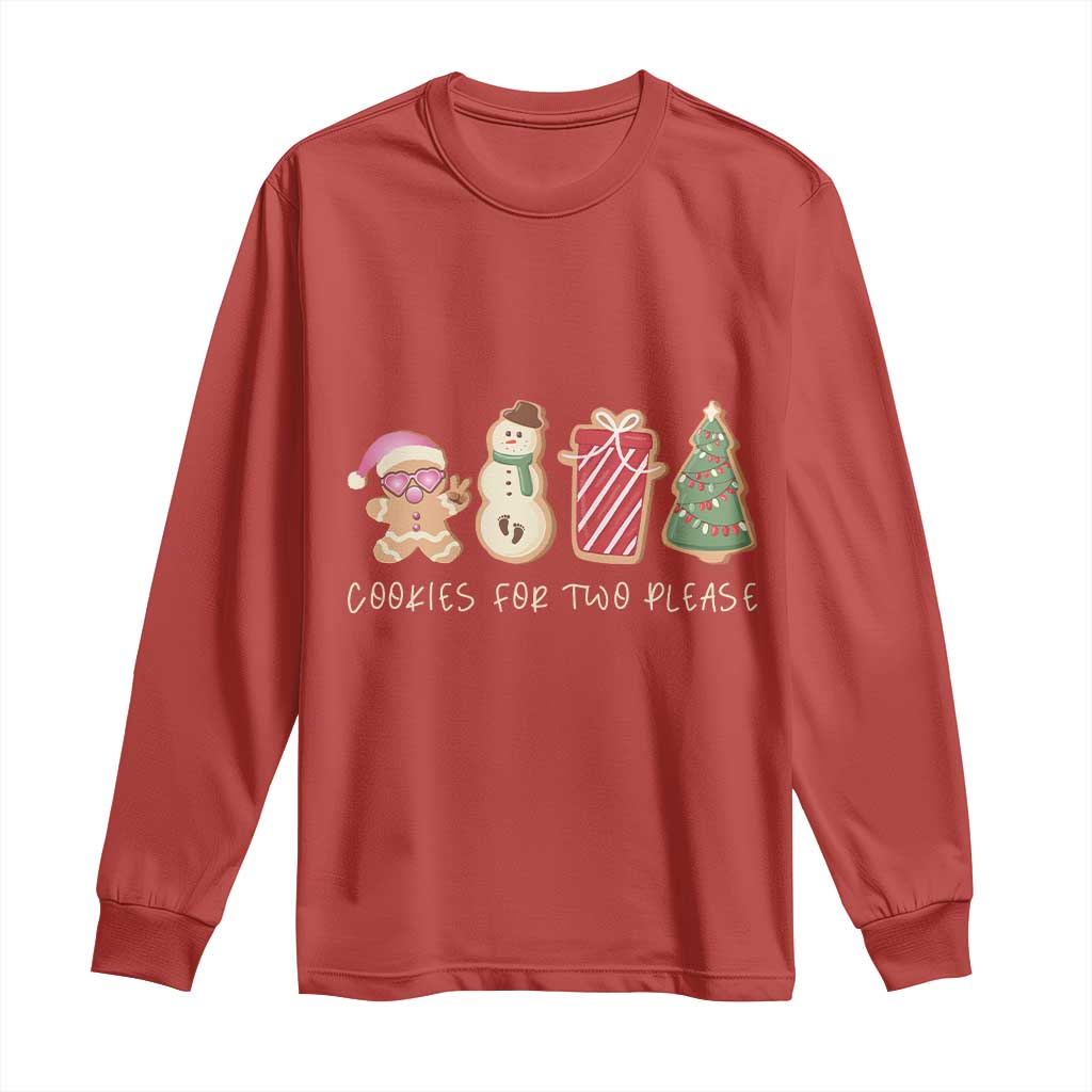 Christmas Pregnancy Announcement Long Sleeve Shirt Cookies For Two Please Xmas Maternity Gift