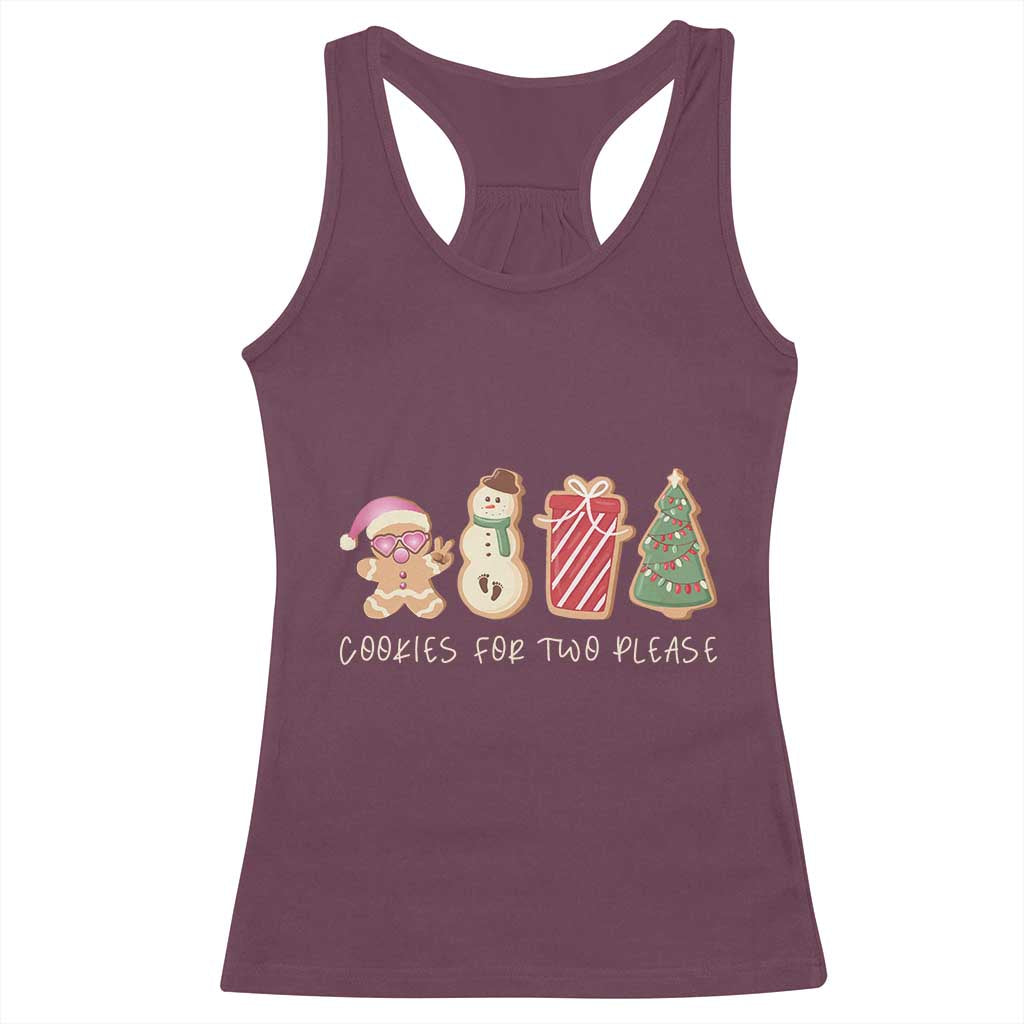 Christmas Pregnancy Announcement Racerback Tank Top Cookies For Two Please Xmas Maternity Gift