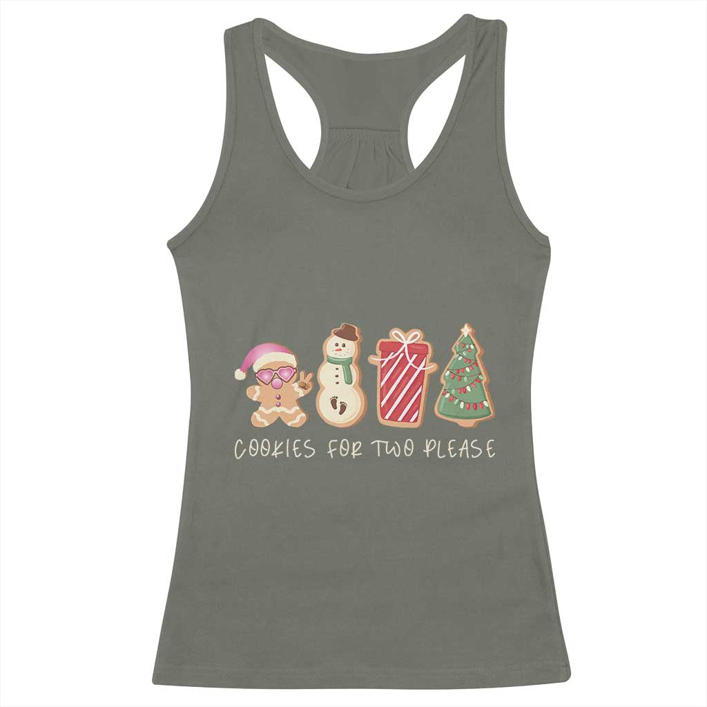 Christmas Pregnancy Announcement Racerback Tank Top Cookies For Two Please Xmas Maternity Gift