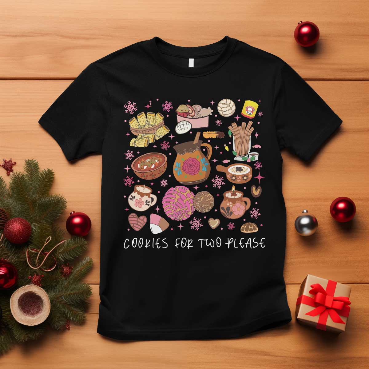 Mexican Christmas Pregnancy Announcement T Shirt Cookies For Two Please Xmas Maternity Gift - Wonder Print Shop