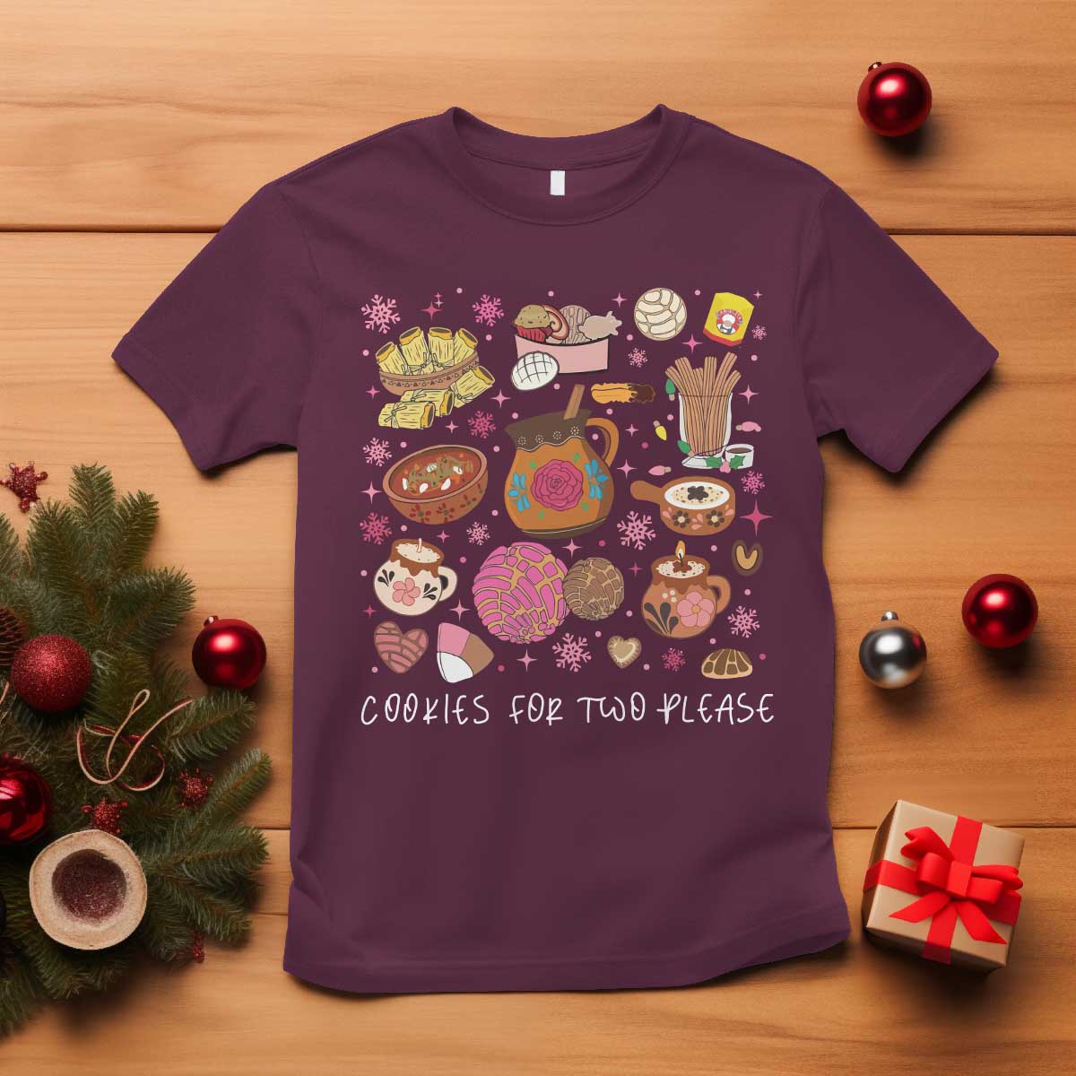 Mexican Christmas Pregnancy Announcement T Shirt Cookies For Two Please Xmas Maternity Gift - Wonder Print Shop