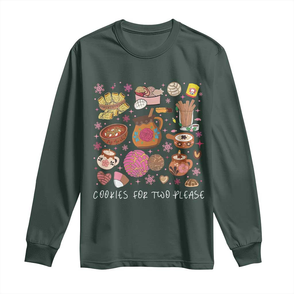Mexican Christmas Pregnancy Announcement Long Sleeve Shirt Cookies For Two Please Xmas Maternity Gift