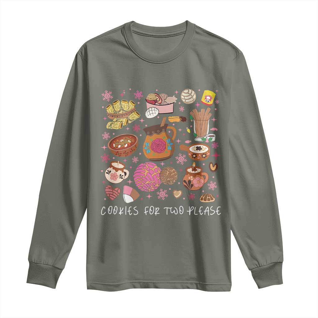 Mexican Christmas Pregnancy Announcement Long Sleeve Shirt Cookies For Two Please Xmas Maternity Gift