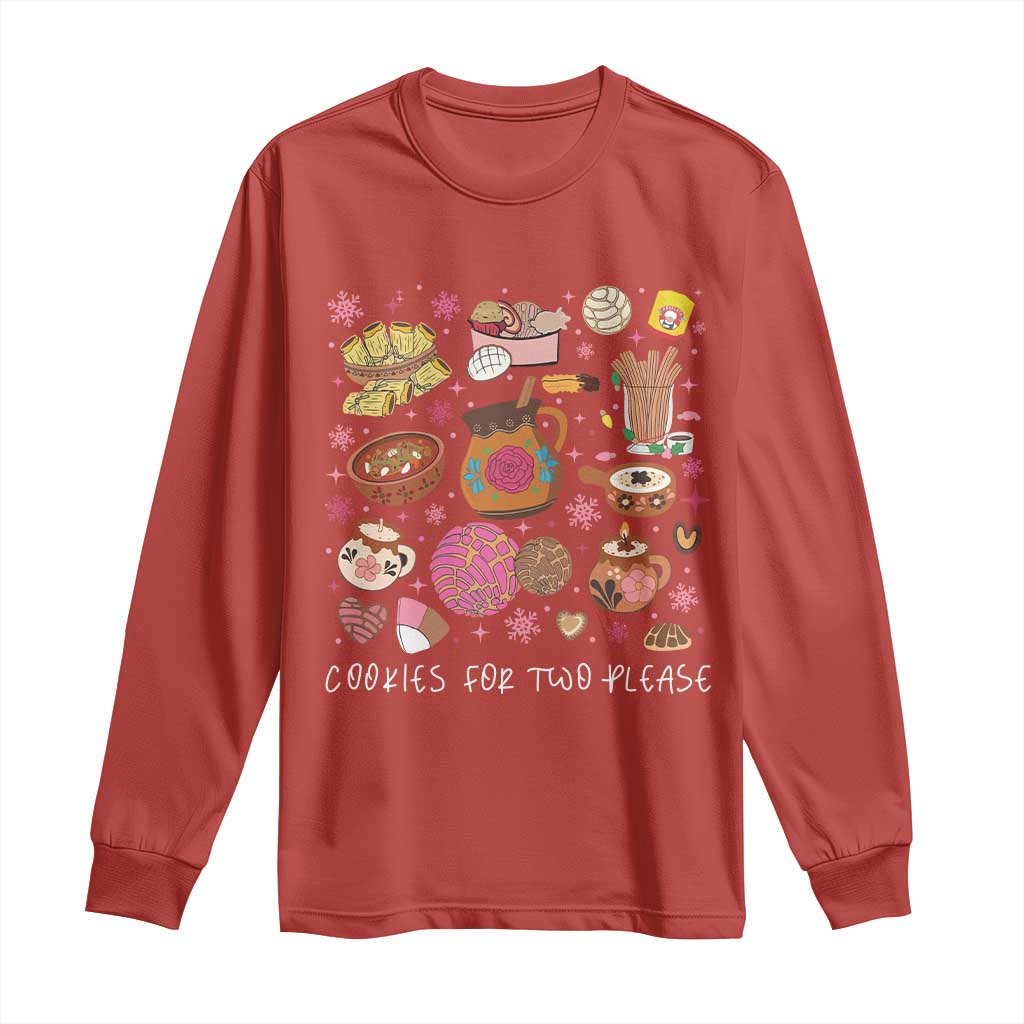 Mexican Christmas Pregnancy Announcement Long Sleeve Shirt Cookies For Two Please Xmas Maternity Gift