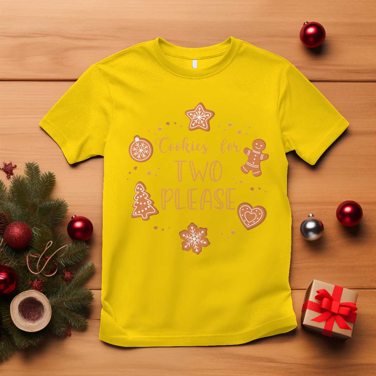 Christmas Pregnant T Shirt Cookies For Two Please Pregnancy Announcement - Wonder Print Shop
