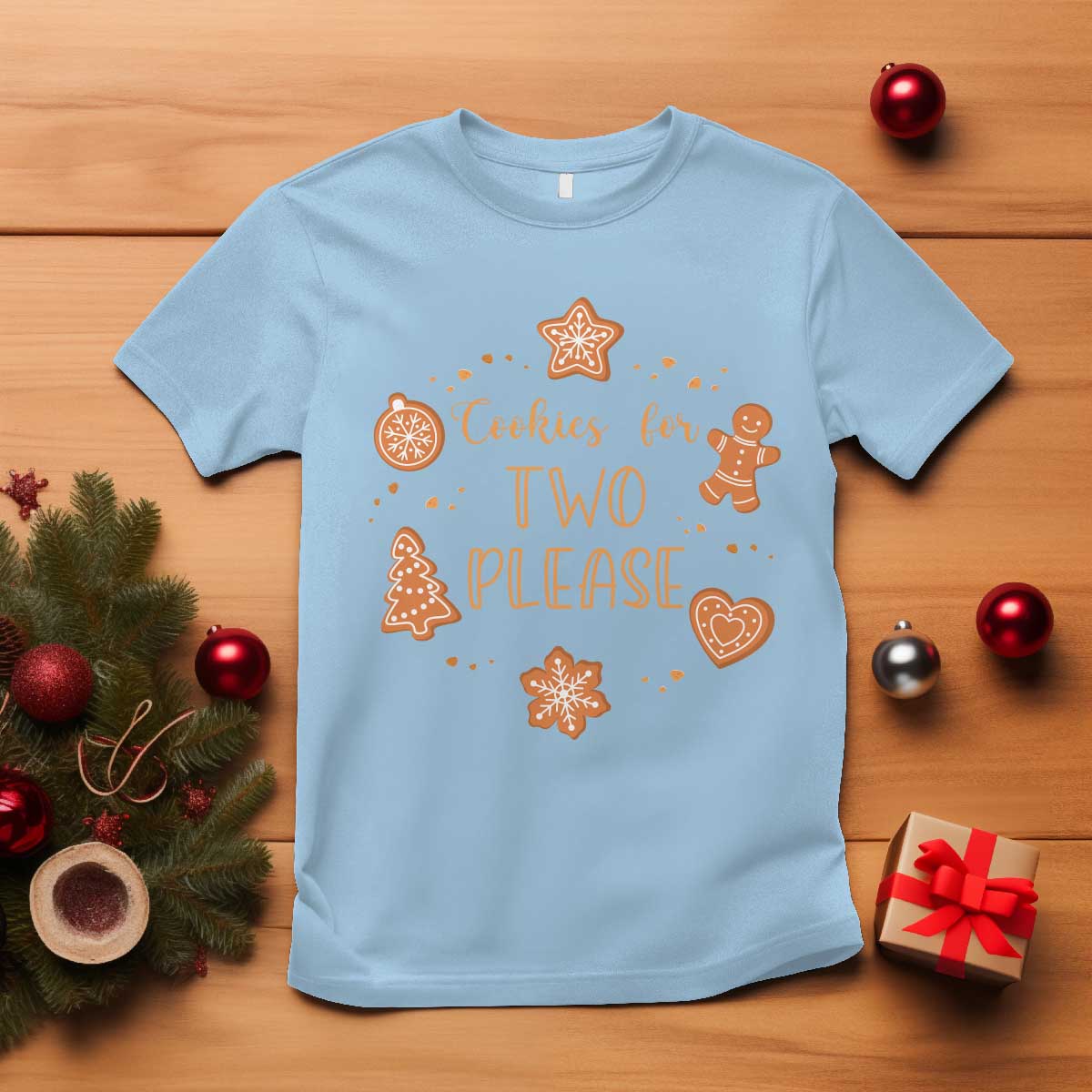 Christmas Pregnant T Shirt Cookies For Two Please Pregnancy Announcement - Wonder Print Shop