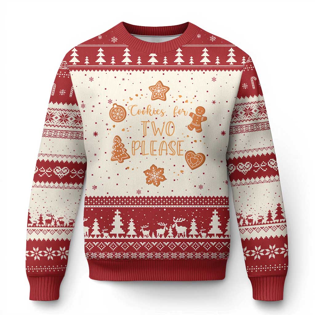 Xmas Pregnant Ugly Christmas Sweater Cookies For Two Please Pregnancy Announcement - Wonder Print Shop