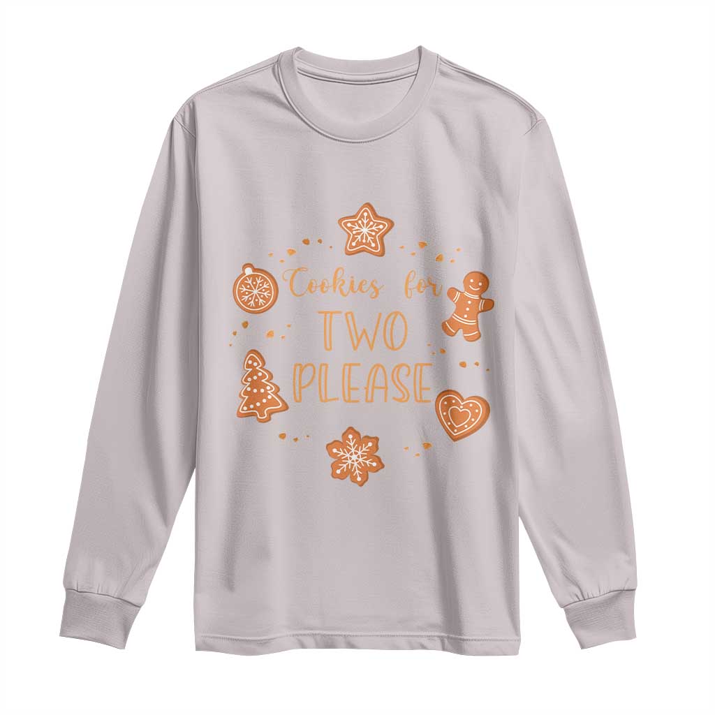 Christmas Pregnant Long Sleeve Shirt Cookies For Two Please Pregnancy Announcement - Wonder Print Shop