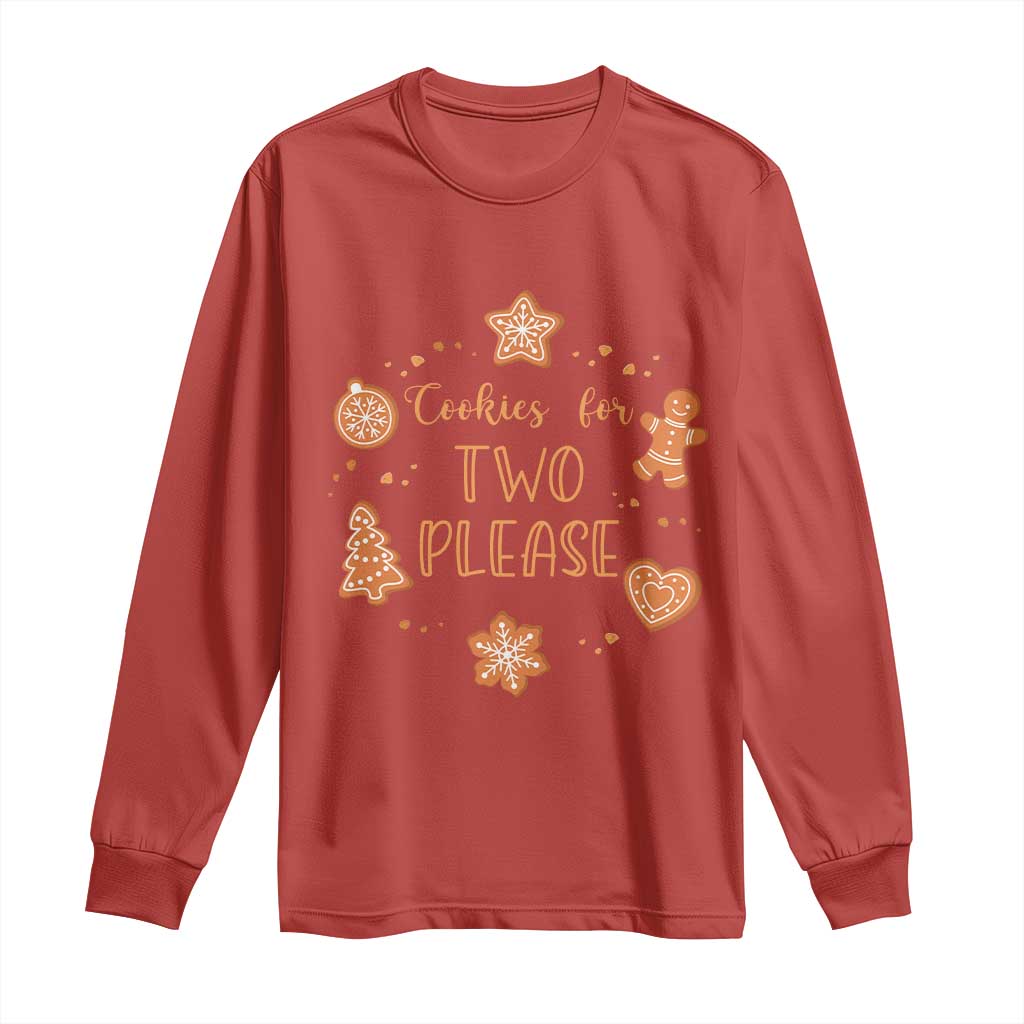 Christmas Pregnant Long Sleeve Shirt Cookies For Two Please Pregnancy Announcement - Wonder Print Shop