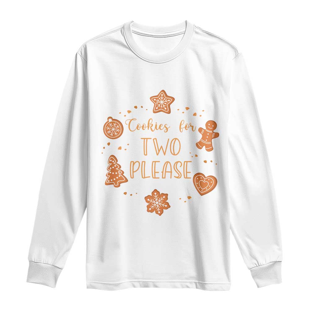 Christmas Pregnant Long Sleeve Shirt Cookies For Two Please Pregnancy Announcement - Wonder Print Shop