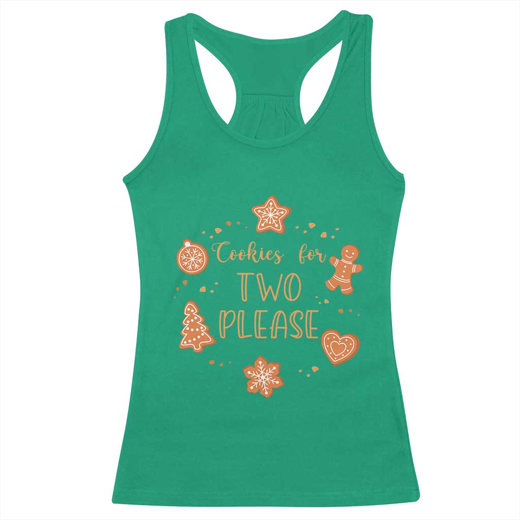 Christmas Pregnant Racerback Tank Top Cookies For Two Please Pregnancy Announcement - Wonder Print Shop