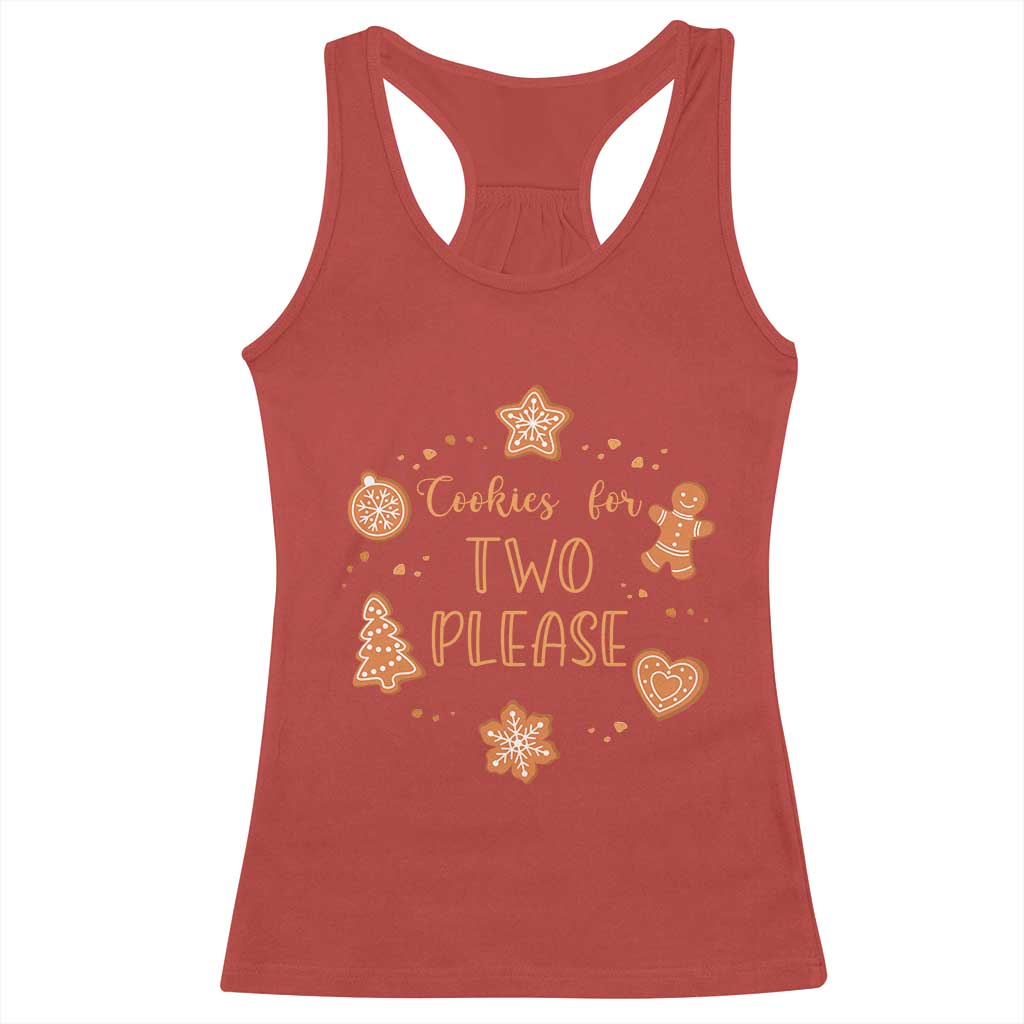Christmas Pregnant Racerback Tank Top Cookies For Two Please Pregnancy Announcement - Wonder Print Shop
