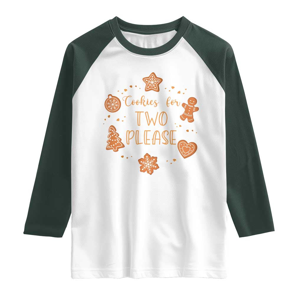 Christmas Pregnant Raglan Shirt Cookies For Two Please Pregnancy Announcement - Wonder Print Shop