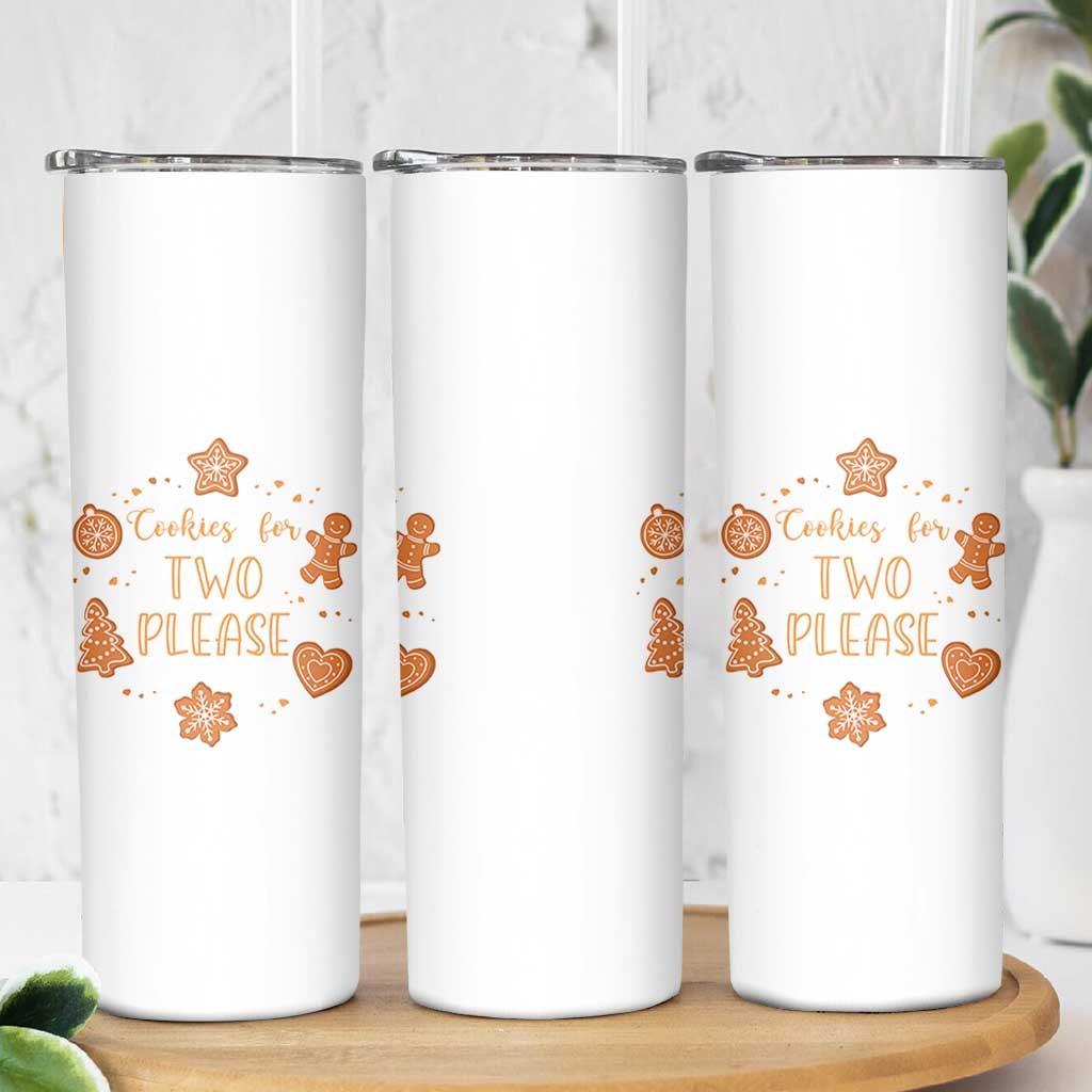 Christmas Pregnant Skinny Tumbler Cookies For Two Please Pregnancy Announcement - Wonder Print Shop
