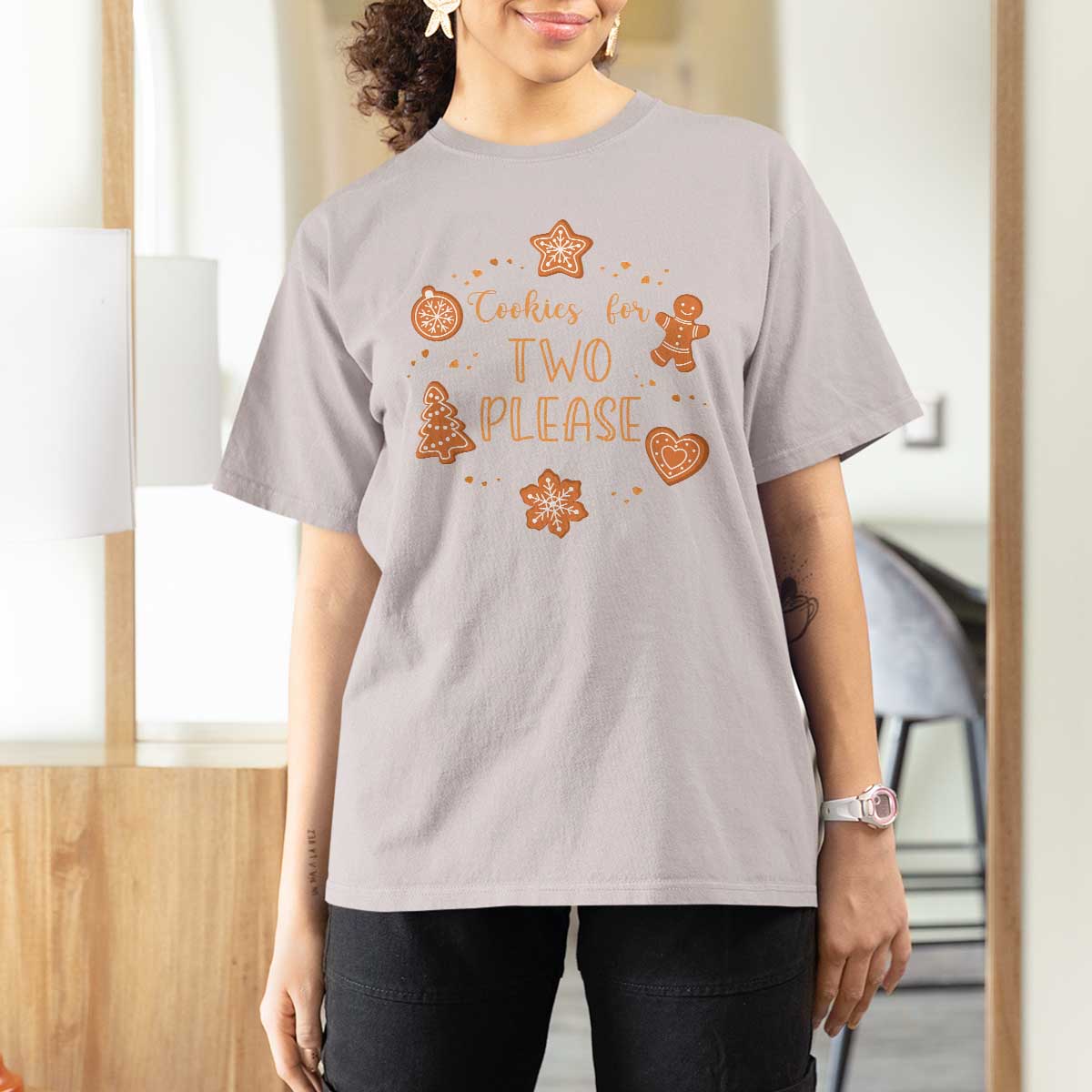 Christmas Pregnant T Shirt For Women Cookies For Two Please Pregnancy Announcement - Wonder Print Shop