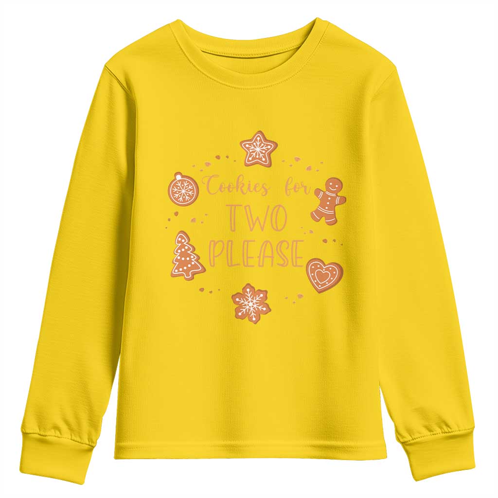 Christmas Pregnant Youth Sweatshirt Cookies For Two Please Pregnancy Announcement - Wonder Print Shop