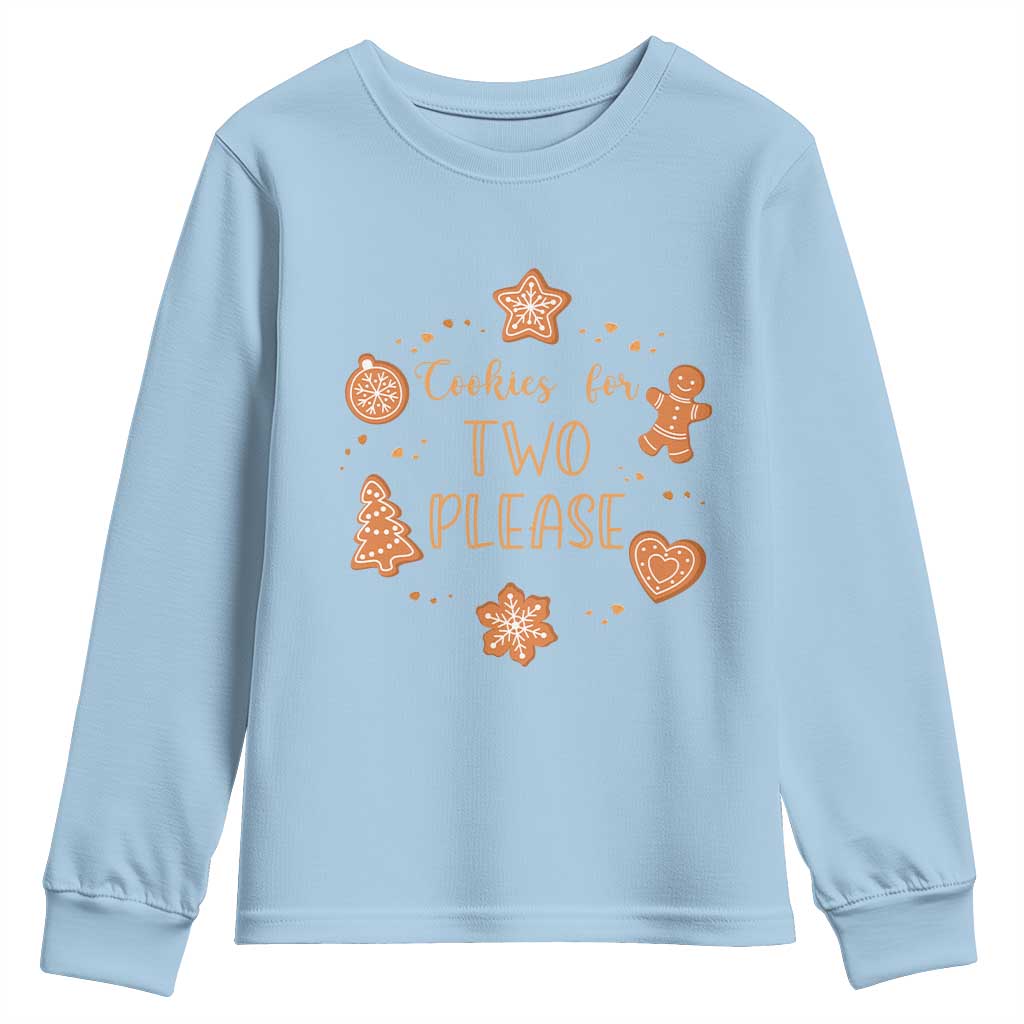 Christmas Pregnant Youth Sweatshirt Cookies For Two Please Pregnancy Announcement - Wonder Print Shop