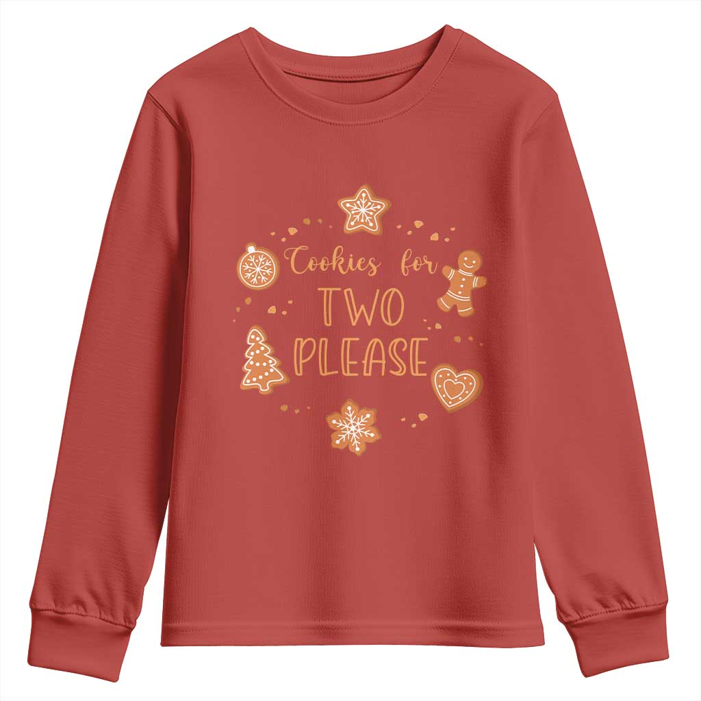 Christmas Pregnant Youth Sweatshirt Cookies For Two Please Pregnancy Announcement - Wonder Print Shop