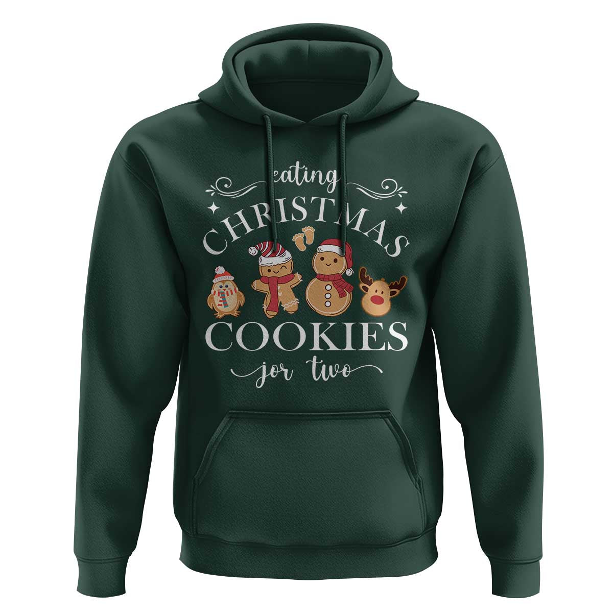 Christmas Pregnancy Announcement Hoodie Eating Xmas Cookies For Two Maternity Gift
