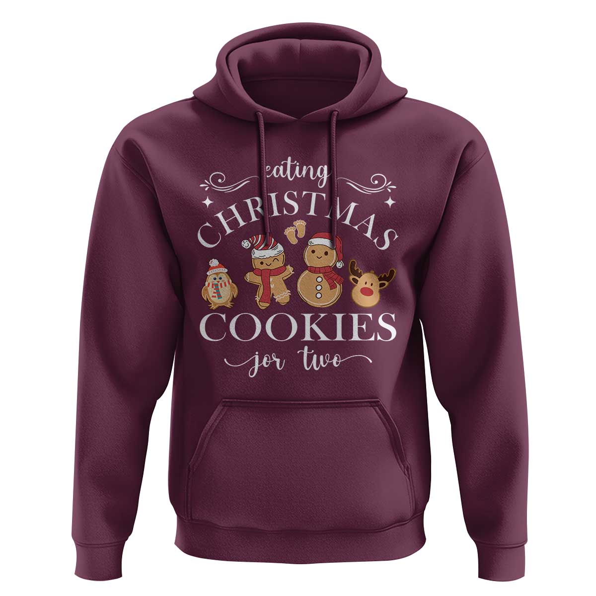 Christmas Pregnancy Announcement Hoodie Eating Xmas Cookies For Two Maternity Gift