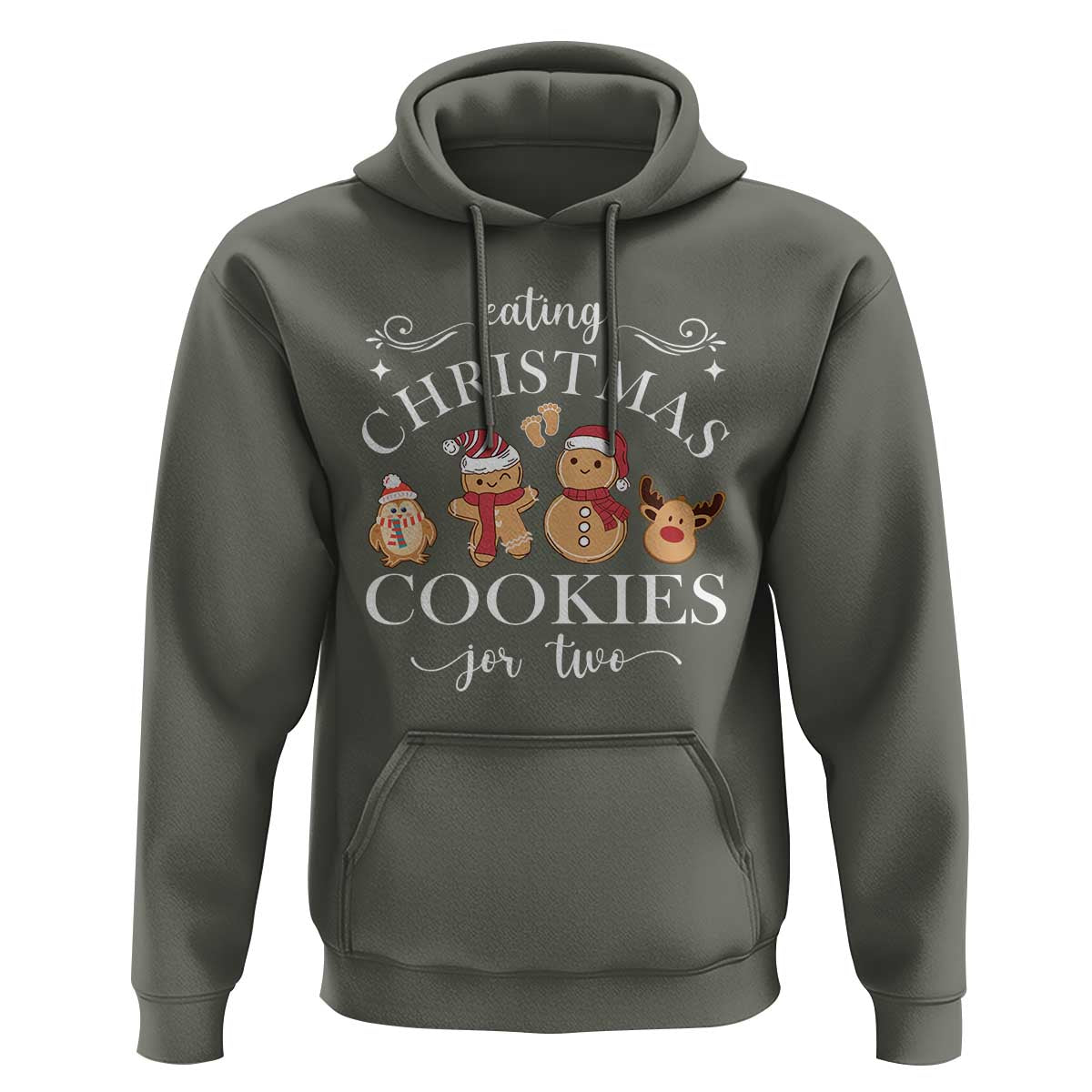 Christmas Pregnancy Announcement Hoodie Eating Xmas Cookies For Two Maternity Gift