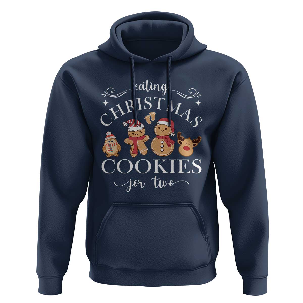 Christmas Pregnancy Announcement Hoodie Eating Xmas Cookies For Two Maternity Gift