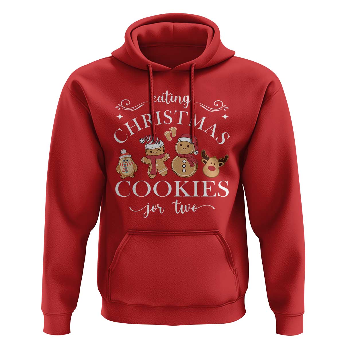 Christmas Pregnancy Announcement Hoodie Eating Xmas Cookies For Two Maternity Gift