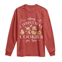 Christmas Pregnancy Announcement Long Sleeve Shirt Eating Xmas Cookies For Two Maternity Gift