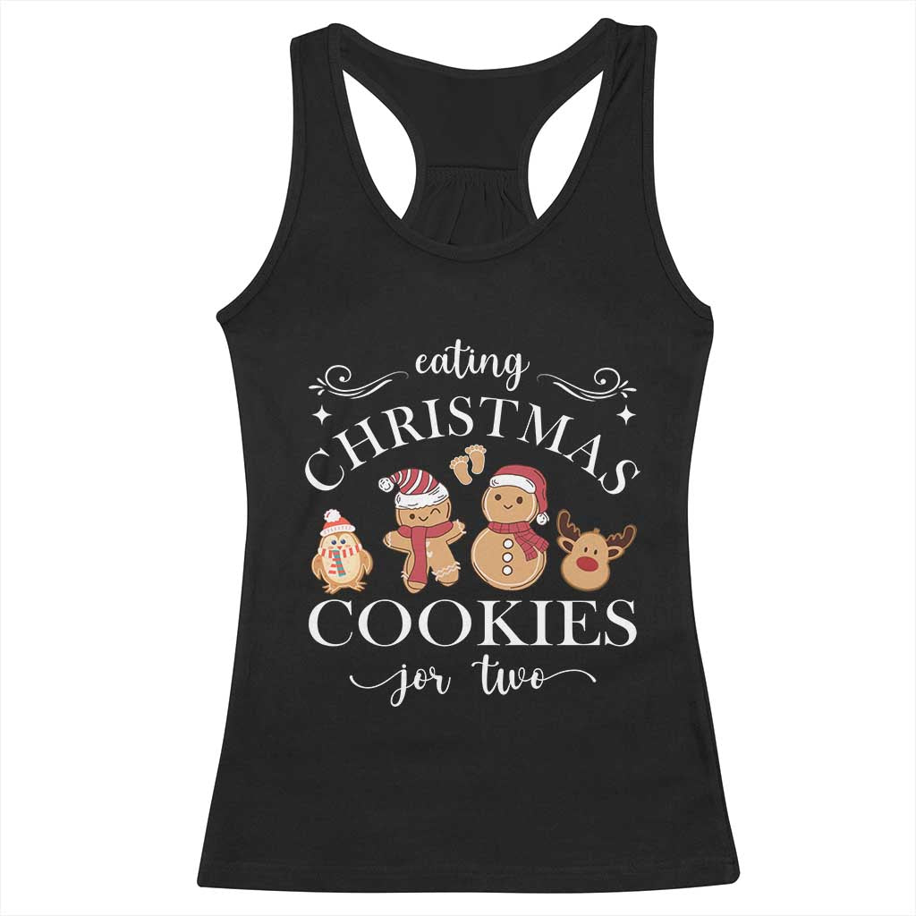 Christmas Pregnancy Announcement Racerback Tank Top Eating Xmas Cookies For Two Maternity Gift