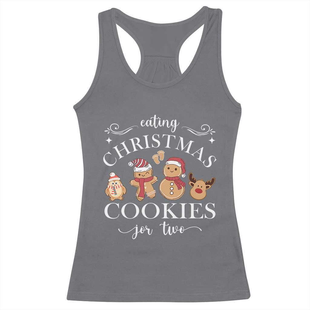 Christmas Pregnancy Announcement Racerback Tank Top Eating Xmas Cookies For Two Maternity Gift