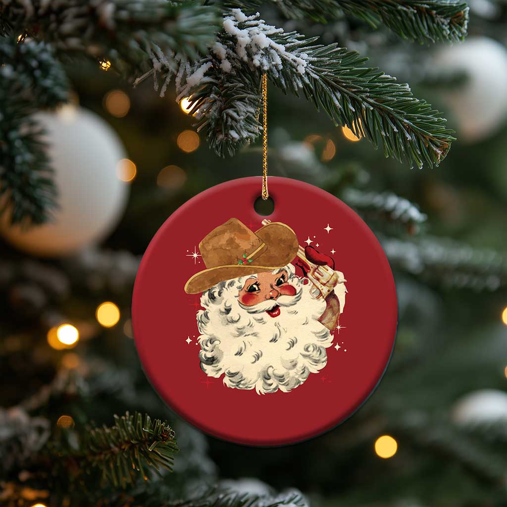 Cowboy Christmas Ornament Santa Claus Merry Xmas Vintage 90s Western Country - Wonder Print Shop
