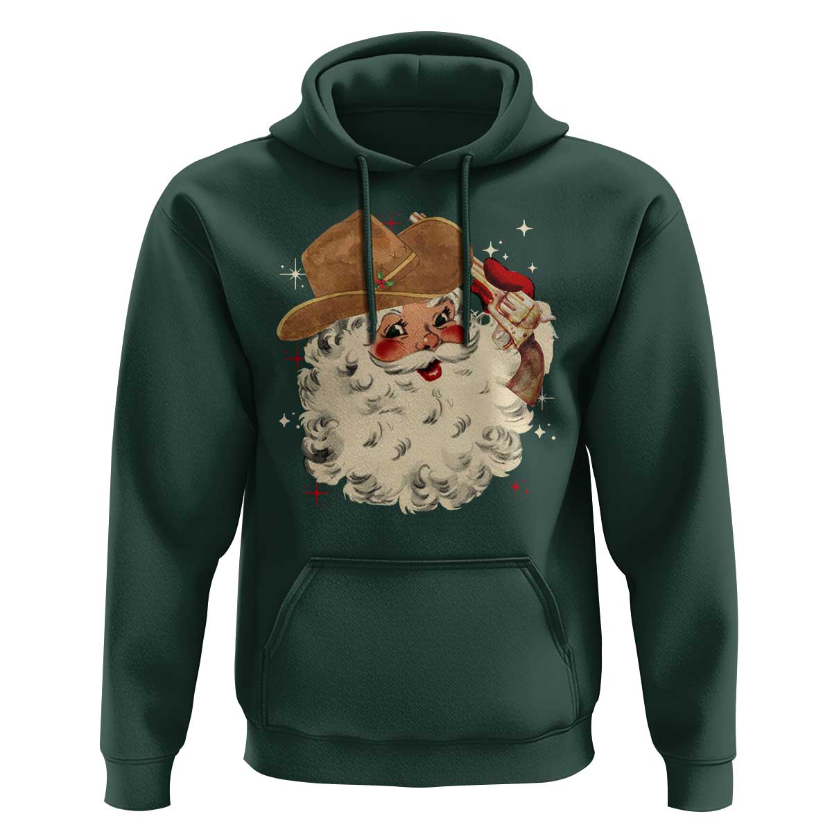Christmas Cowboy Hoodie Santa Claus Merry Xmas Vintage 90s Western Country