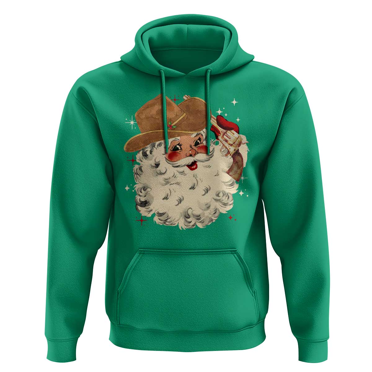 Christmas Cowboy Hoodie Santa Claus Merry Xmas Vintage 90s Western Country