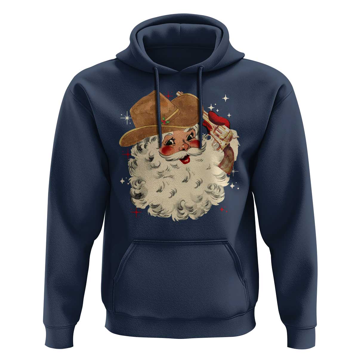 Christmas Cowboy Hoodie Santa Claus Merry Xmas Vintage 90s Western Country