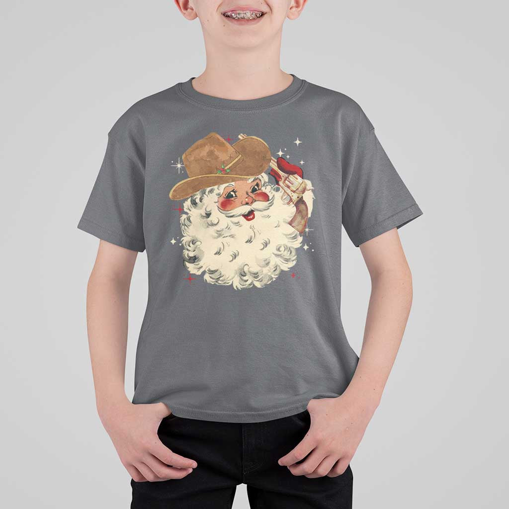 Christmas Cowboy T Shirt For Kid Santa Claus Merry Xmas Vintage 90s Western Country - Wonder Print Shop