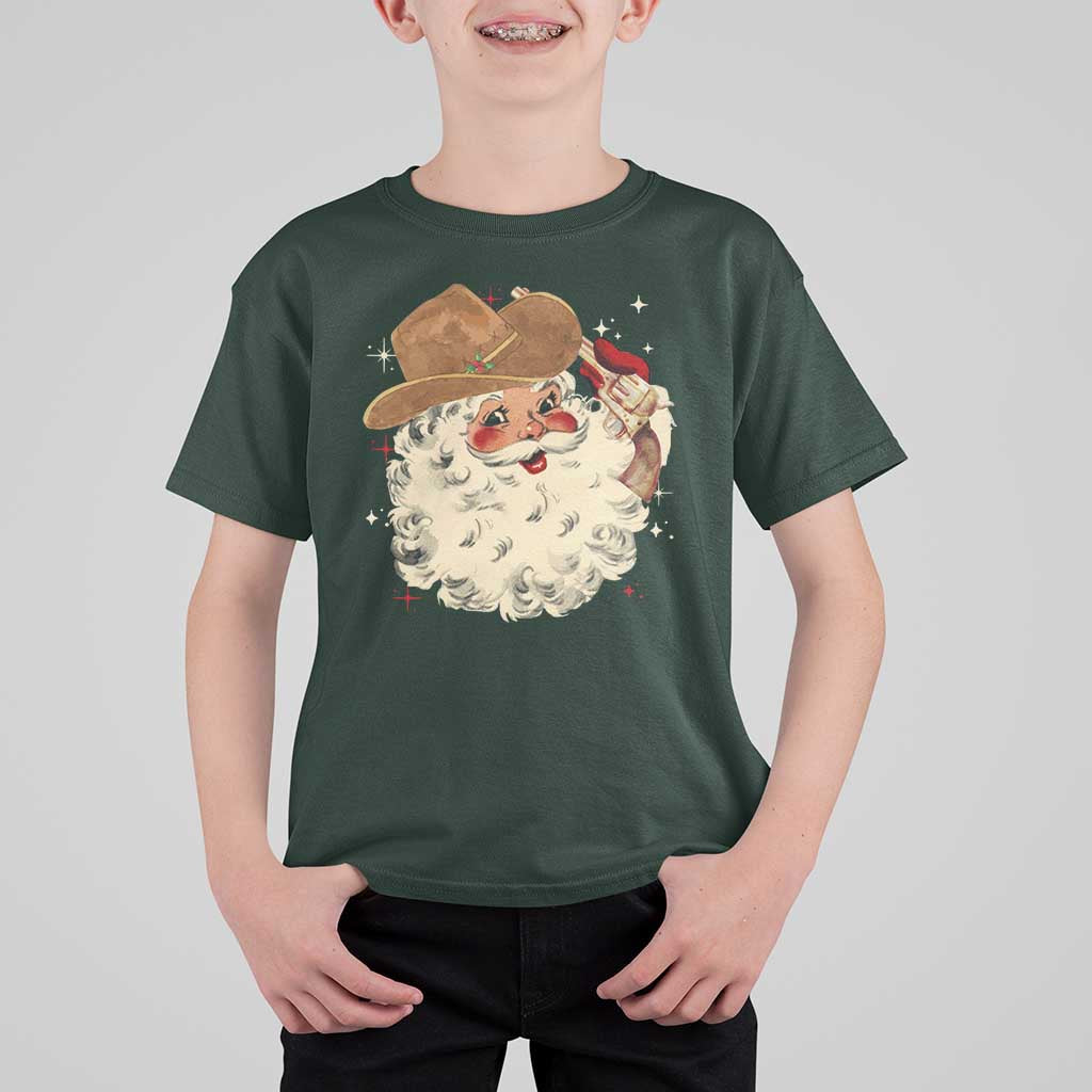Christmas Cowboy T Shirt For Kid Santa Claus Merry Xmas Vintage 90s Western Country - Wonder Print Shop