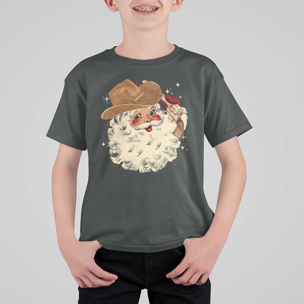Christmas Cowboy T Shirt For Kid Santa Claus Merry Xmas Vintage 90s Western Country - Wonder Print Shop