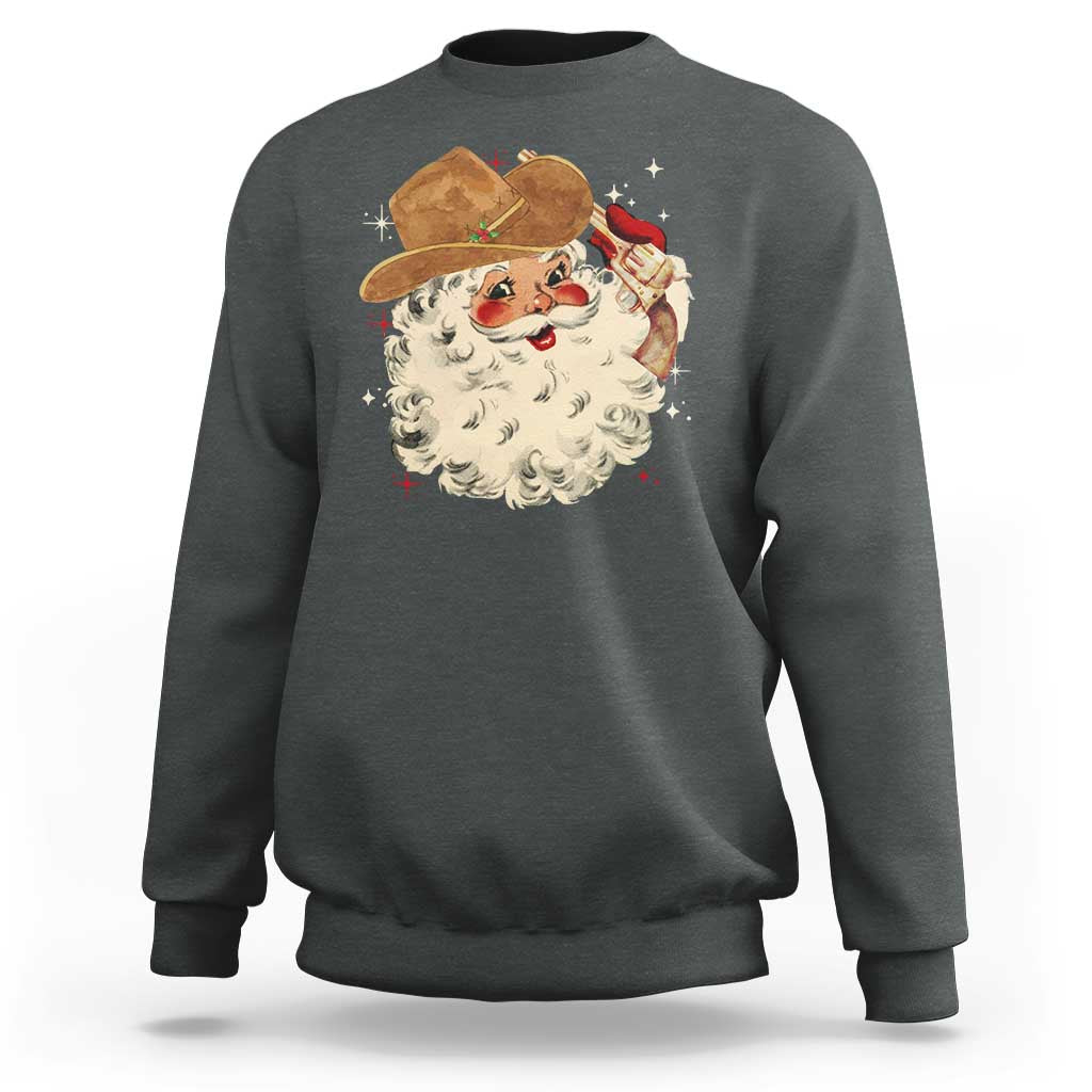 Christmas Cowboy Sweatshirt Santa Claus Merry Xmas Vintage 90s Western Country - Wonder Print Shop