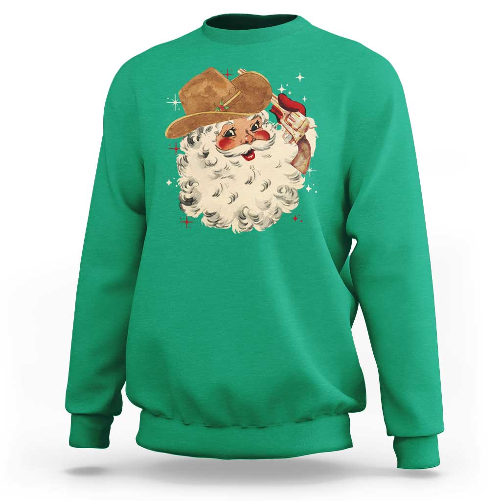 Christmas Cowboy Sweatshirt Santa Claus Merry Xmas Vintage 90s Western Country - Wonder Print Shop