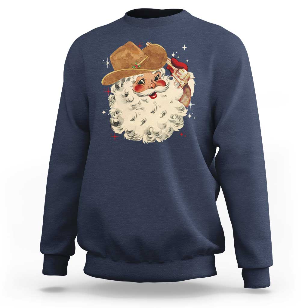 Christmas Cowboy Sweatshirt Santa Claus Merry Xmas Vintage 90s Western Country - Wonder Print Shop